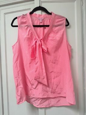 Lilly Pulitzer Sleeveless Pink Tie-Neck Blouse
